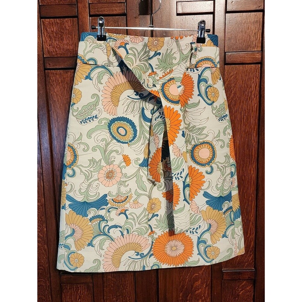 J. Crew Tie-waist Skirt Ornate Retro Floral, Size 2